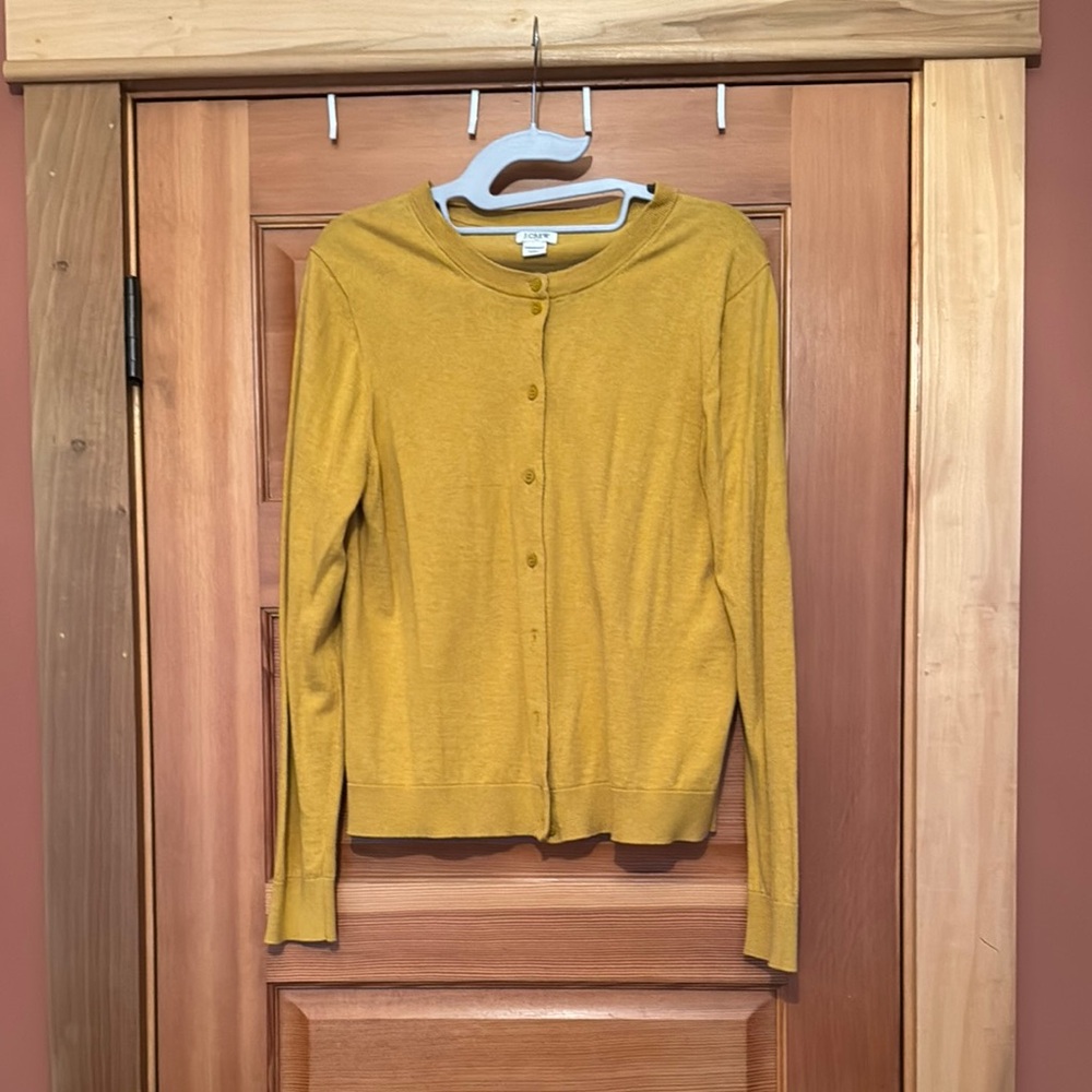 J. Crew Mustard Button-Up Cardigan